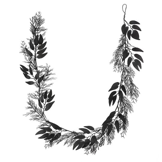 5ft. Black Cedar & Leaves Coiled Garland by Ashland®